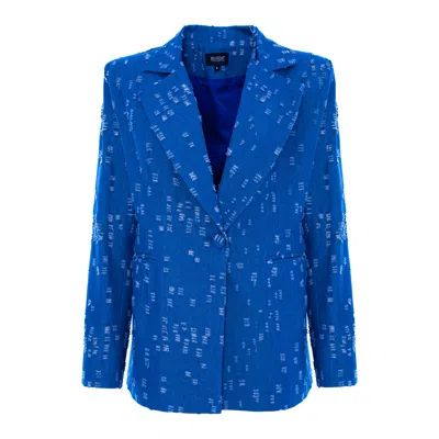 Bluzat Women's Blue Denim Oversized Blazer