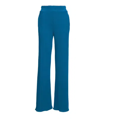 Bluzat Women's Blue Knitted Wide Leg Trousers