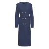 Bluzat Women's Blue Navy Midi Trench Dress In Blue