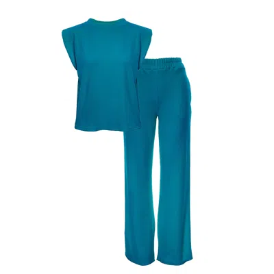 Bluzat Women's Blue Turqouise Matching Set