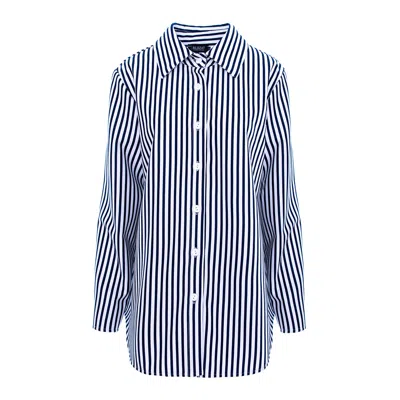 Bluzat Women's Blue / White Striped Shirt In Blue/white