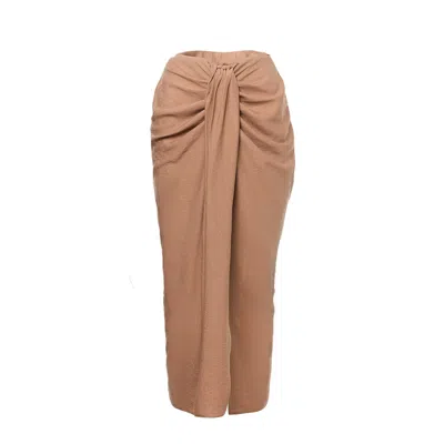Bluzat Women's Brown Beige Midi Skirt