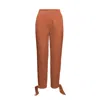 BLUZAT WOMEN'S BROWN CAMEL TROUSERS WITH BOWS