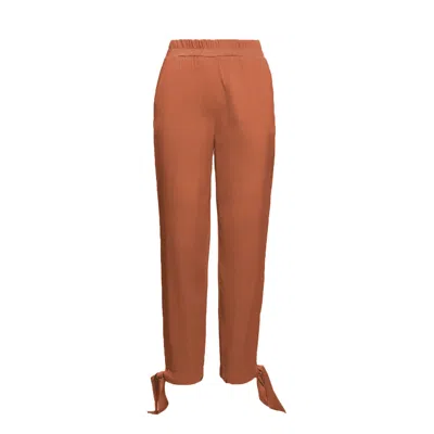 Bluzat Women's Brown Camel Trousers With Bows