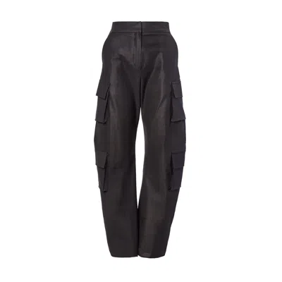 Bluzat Women's Brown Denim Cargo Trousers With Pockets