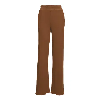Bluzat Women's Brown Knitted Wide Leg Trousers