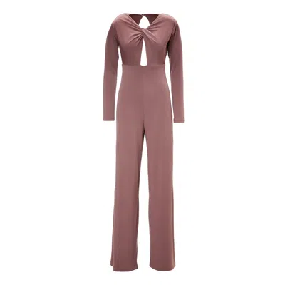Bluzat Women's Brown Knotted Jumpsuit With Cut-outs