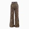 Bluzat Women's Brown Leopard Wide Leg Trousers In Brown