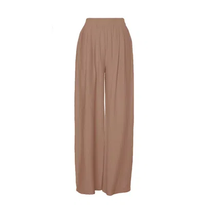 Bluzat Women's Brown Linen Wide Leg Trousers