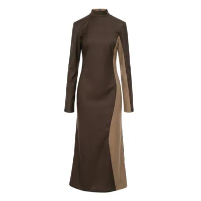 Bluzat Women's Brown / Neutrals Brown Bicolor Modal Maxi Dress