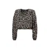 Bluzat Women's Brown Printed Blouse With Draping Detailing And Puffy Sleeves In Brown
