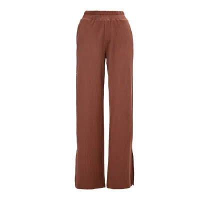 Bluzat Women's Brown Ribbed Wide Leg Trousers