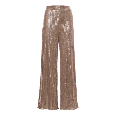 Bluzat Women's Brown Sequin Embellished High-waist Trousers