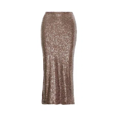 Bluzat Women's Brown Sequin Midi Skirt