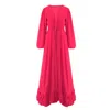 Bluzat Women's Coral Pink Ruffled Kaftan