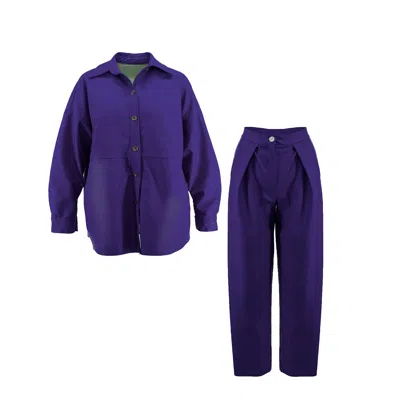 Bluzat Women's Eco Leather Purple Set