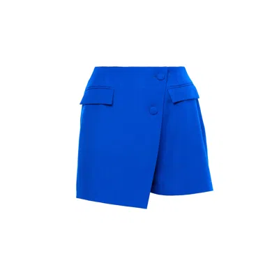 Bluzat Women's Electric Blue Asymmetrical Skort With Pockets