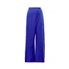 Bluzat Women's Electric Blue Asymmetrical Wide Leg Trousers With Button In Blue