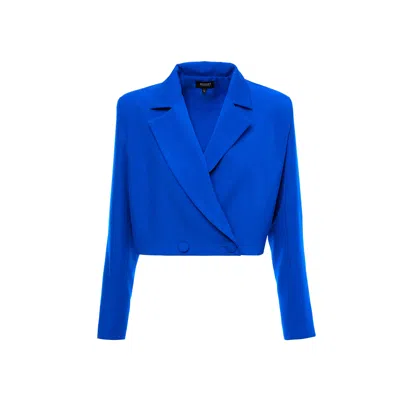 Bluzat Women's Electric Blue Double Breasted Cropped Blazer