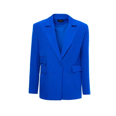 Bluzat Women's Electric Blue Regular Blazer With Double Pocket