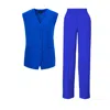 Bluzat Women's Electric Blue Suit With Oversized Vest And Stripe Detail Trousers In Blue