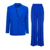 Bluzat Women's Electric Blue Suit With Regular Blazer With Double Pocket And Ultra Wide Leg Trousers In Blue