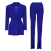 Bluzat Women's Electric Blue Suit With Tailored Hourglass Blazer And Slim Fit Trousers In Blue