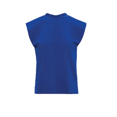 Bluzat Women's Electric Blue T-shirt With Shoulder Pads