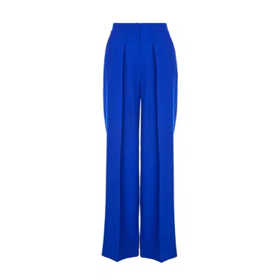 Bluzat Women's Electric Blue Ultra Wide Leg Trousers With Pleats