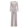 Bluzat Women's Gold Maxi Jumpsuit With Structured Shoulders And Belt In Gold