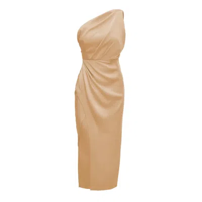 Bluzat Women's Gold Midi Dress With Slit