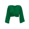 Bluzat Women's Green Blouse With Flared Sleeves In Green