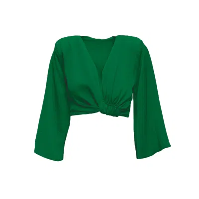 Bluzat Women's Green Blouse With Flared Sleeves