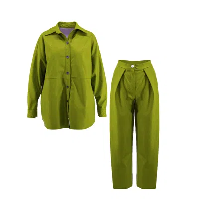 Bluzat Women's Green Eco Leather Olive Set