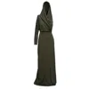 Bluzat Women's Green Khaki Draped Dress With Hood In Green