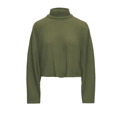 Bluzat Women's Green Khaki Knitted Oversized Blouse