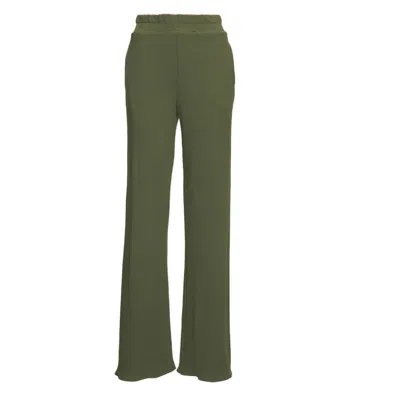 Bluzat Women's Green Khaki Knitted Wide Leg Trousers