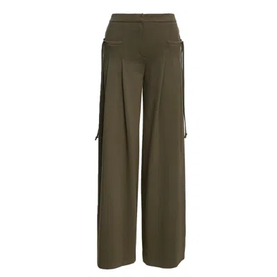 Bluzat Women's Green Khaki Trousers With Laces