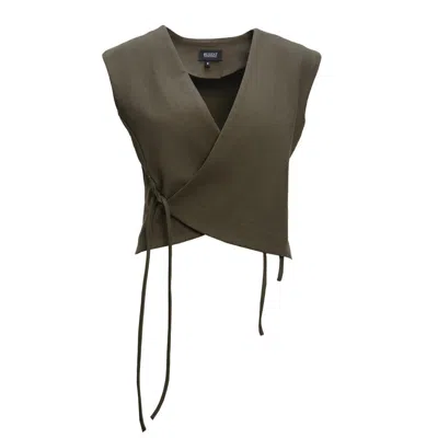 Bluzat Women's Green Khaki Vest With Laces