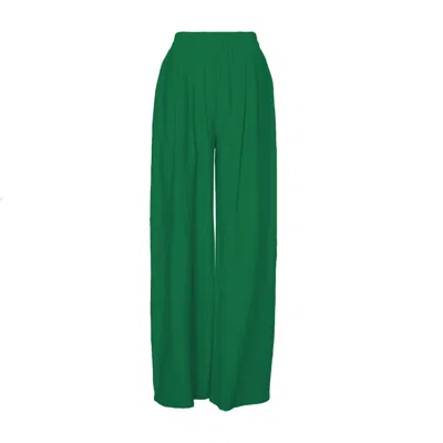 Bluzat Women's Green Linen Wide Leg Trousers