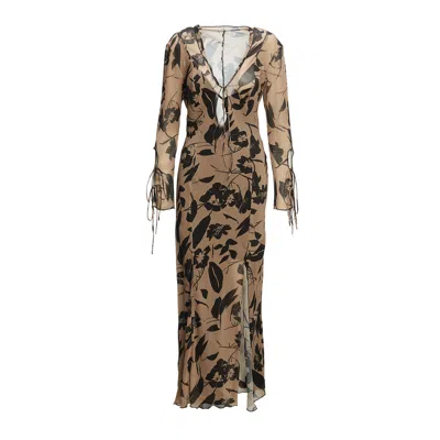 Bluzat Women's Green Midi Dress With Floral Print