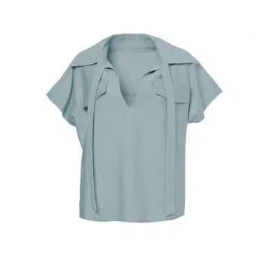 Bluzat Women's Green Mint Shirt With Pockets