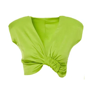 Bluzat Women's Green Neon Knotted Top