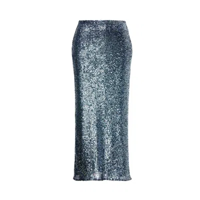 Bluzat Women's Green Sequin Midi Skirt
