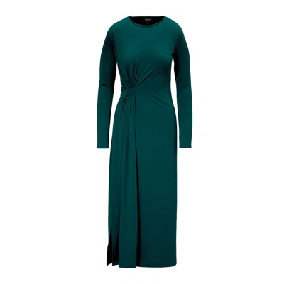 Bluzat Women's Green Turqouise Midi Dress With Side-knot