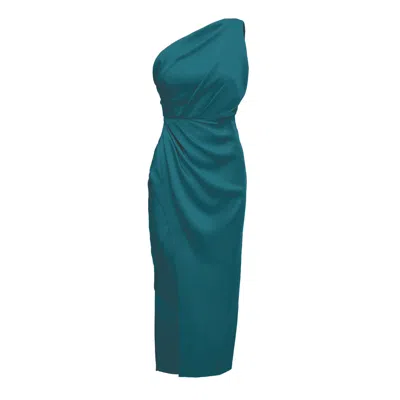 Bluzat Women's Green Turquoise Midi Dress With Slit