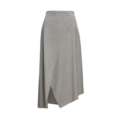 Bluzat Women's Grey Asymmetrical Midi Skirt