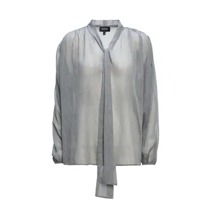 Bluzat Women's Grey Blouse With Inserts And Scarves