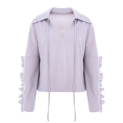 Bluzat Women's Grey Blouse With Ruffles