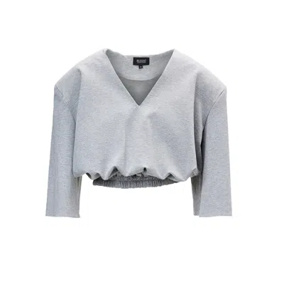 Bluzat Women's Grey Blouse With V-neck